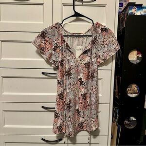 MEDIUM | Beautiful Brown & Pink Floral Blouse